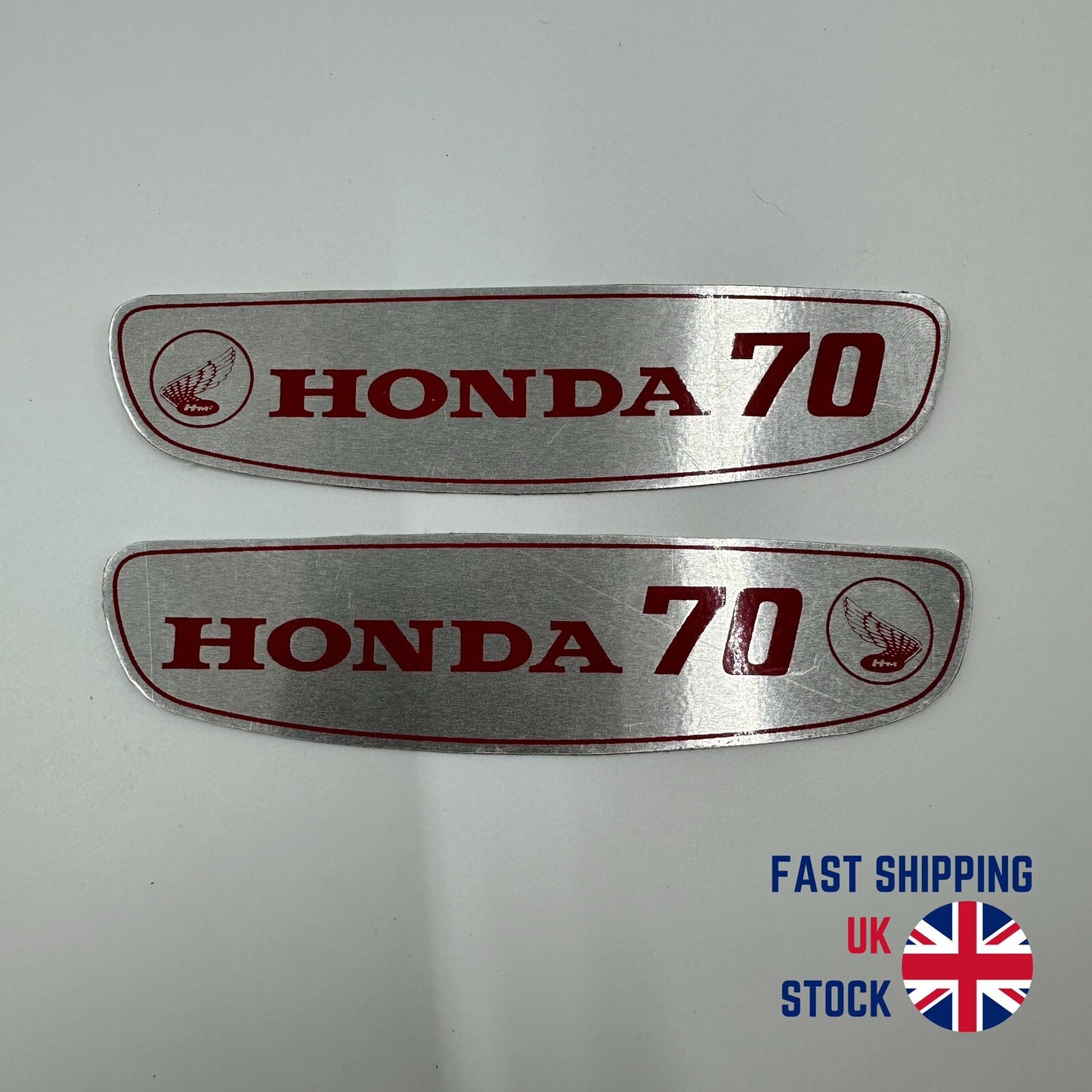 Honda CUB 70 C70 C70M Gas Fuel Tank Sticker Badge Emblem Decal Aluminium Pair