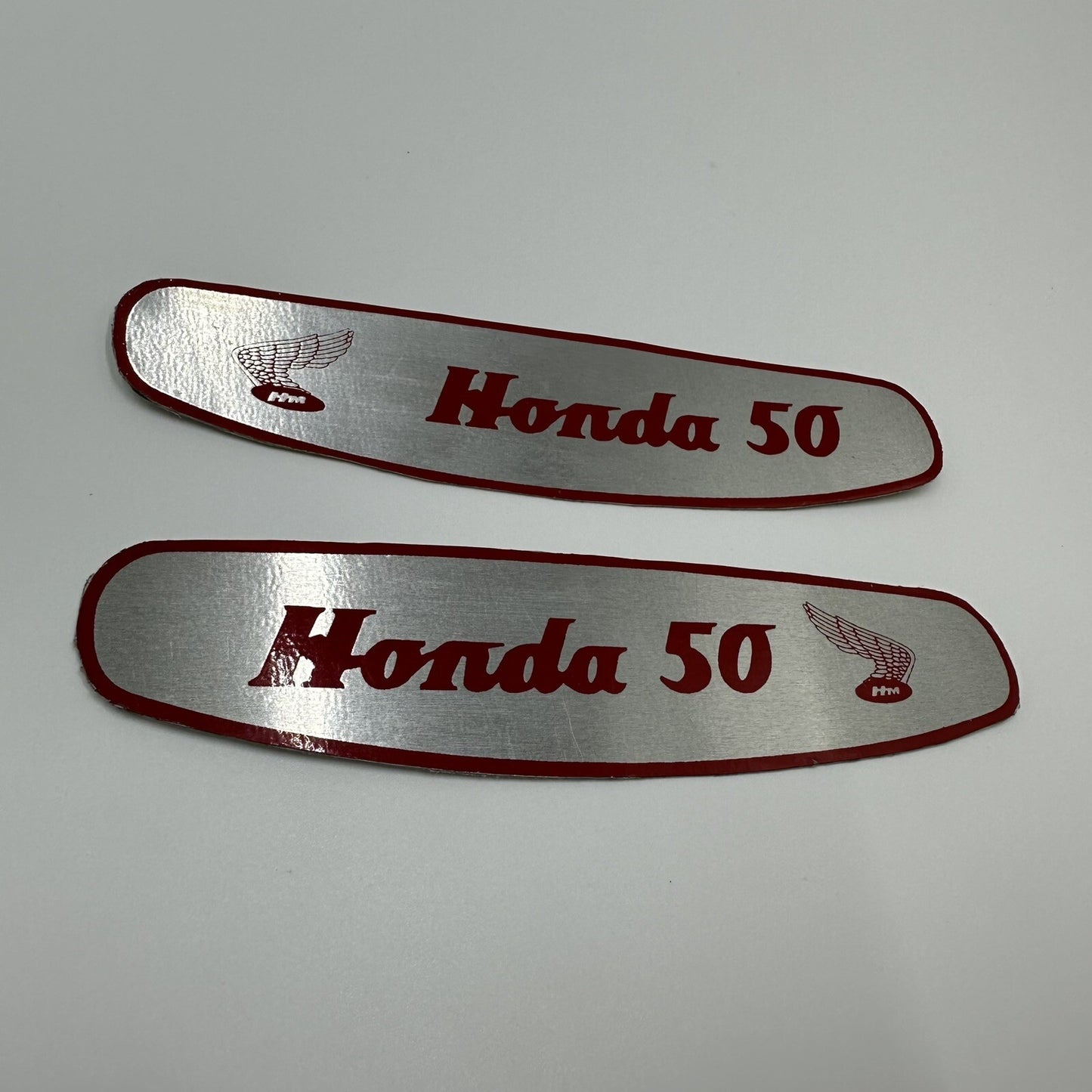 Honda Cub 50 C50 Gas Fuel Tank Sticker Badge Emblem Decal Aluminium Pair