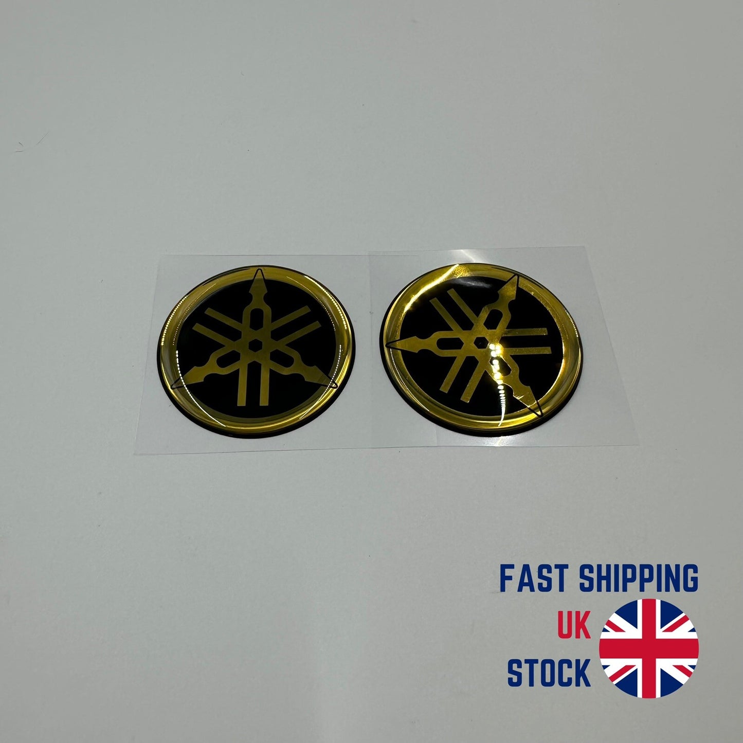 Genuine Yamaha R1 R6 R7 XJR YZF Tank Emblem Badge Gel Decal Sticker 45MM Gold X2
