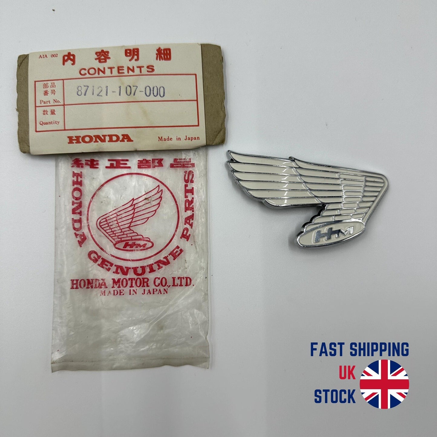 Genuine NOS Honda Right-Hand Tank Badge fits CB100 K0 K1 K2 CB125S 87121-107-000