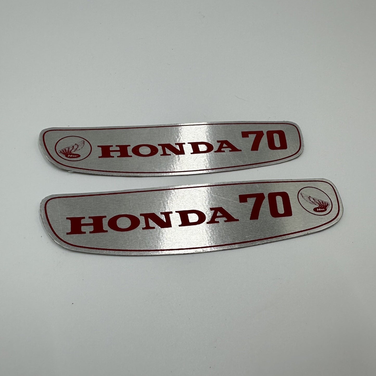 Honda CUB 70 C70 C70M Gas Fuel Tank Sticker Badge Emblem Decal Aluminium Pair