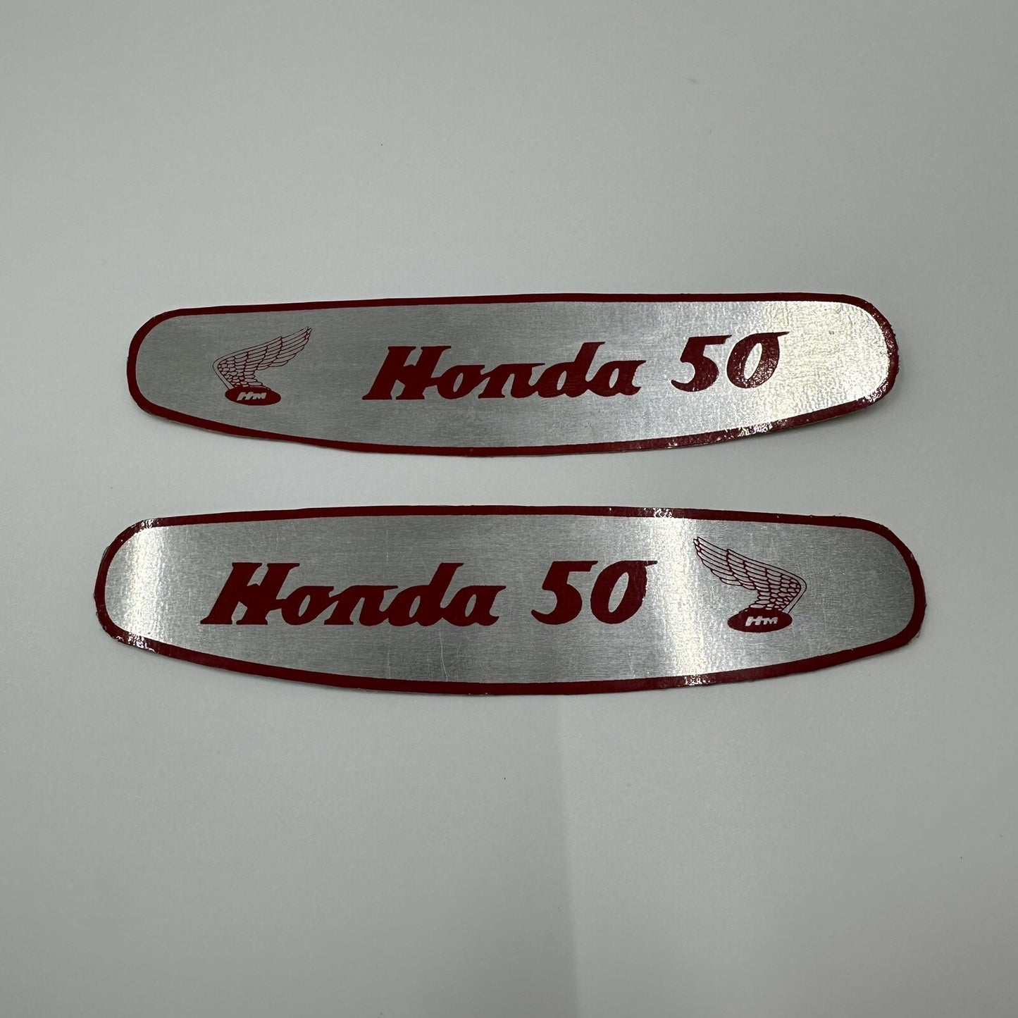 Honda Cub 50 C50 Gas Fuel Tank Sticker Badge Emblem Decal Aluminium Pair