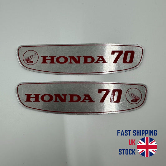 Honda CUB 70 C70 C70M Gas Fuel Tank Sticker Badge Emblem Decal Aluminium Pair