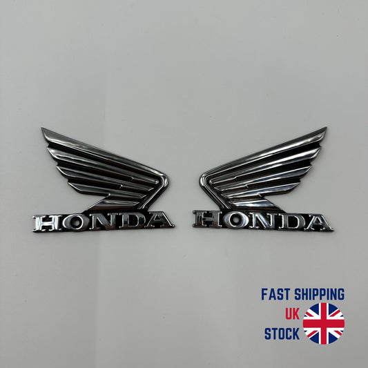 Fits Honda Motorcycle Motor Bike Badge Logo Decal Emblem Silver 3D Pair