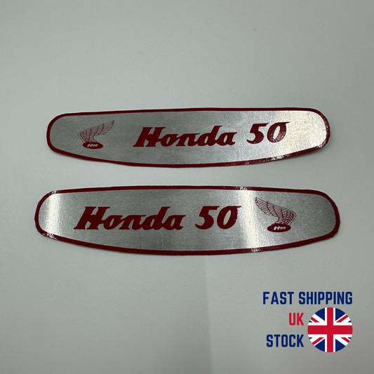 Honda Cub 50 C50 Gas Fuel Tank Sticker Badge Emblem Decal Aluminium Pair