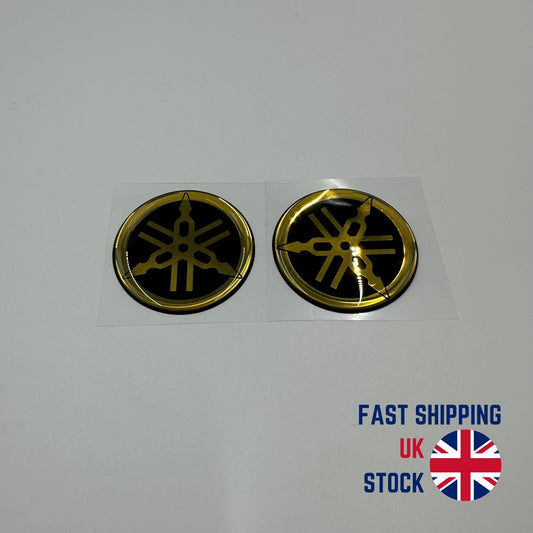 Genuine Yamaha R1 R6 R7 XJR YZF Tank Emblem Badge Gel Decal Sticker 45MM Gold X2