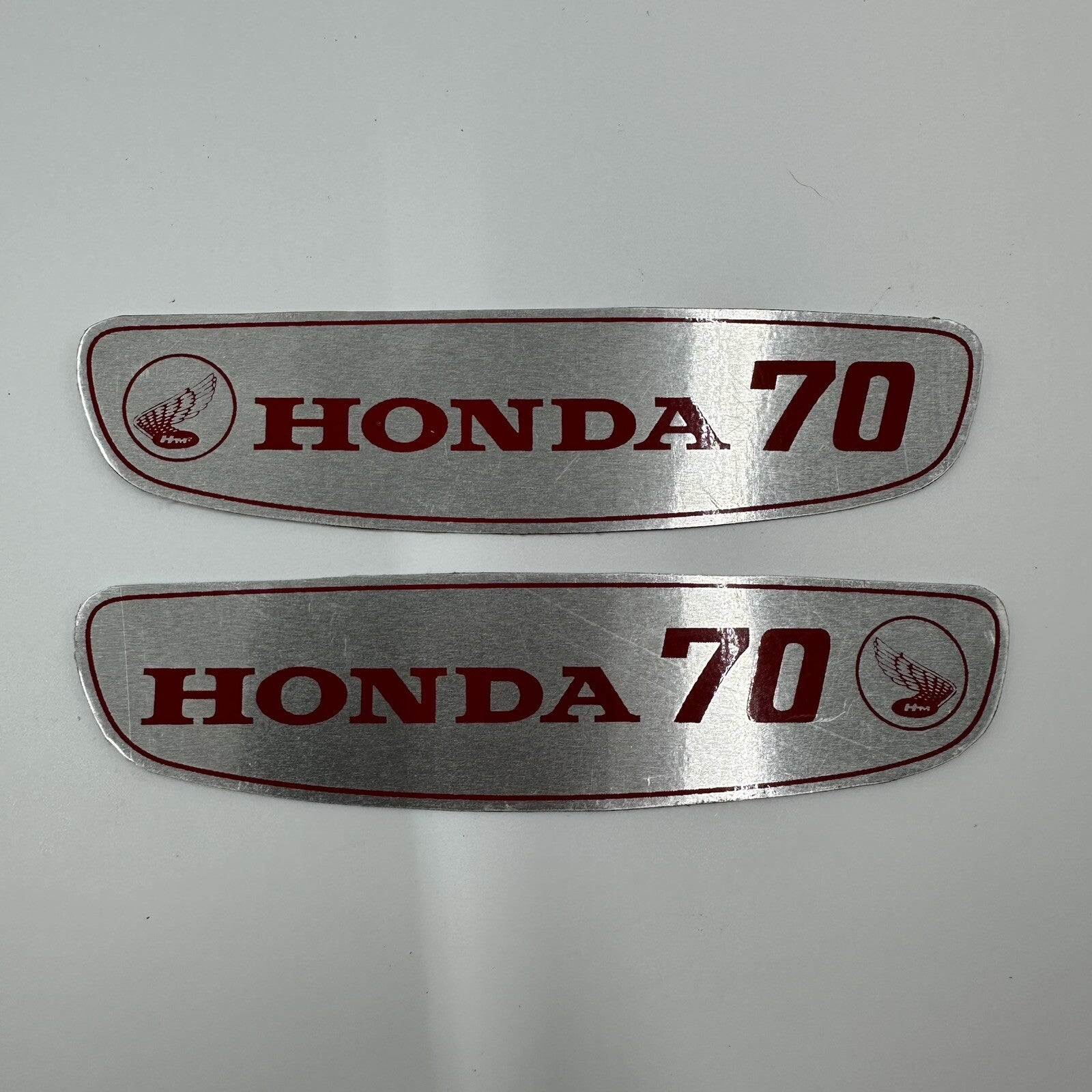 Honda CUB 70 C70 C70M Gas Fuel Tank Sticker Badge Emblem Decal Aluminium Pair