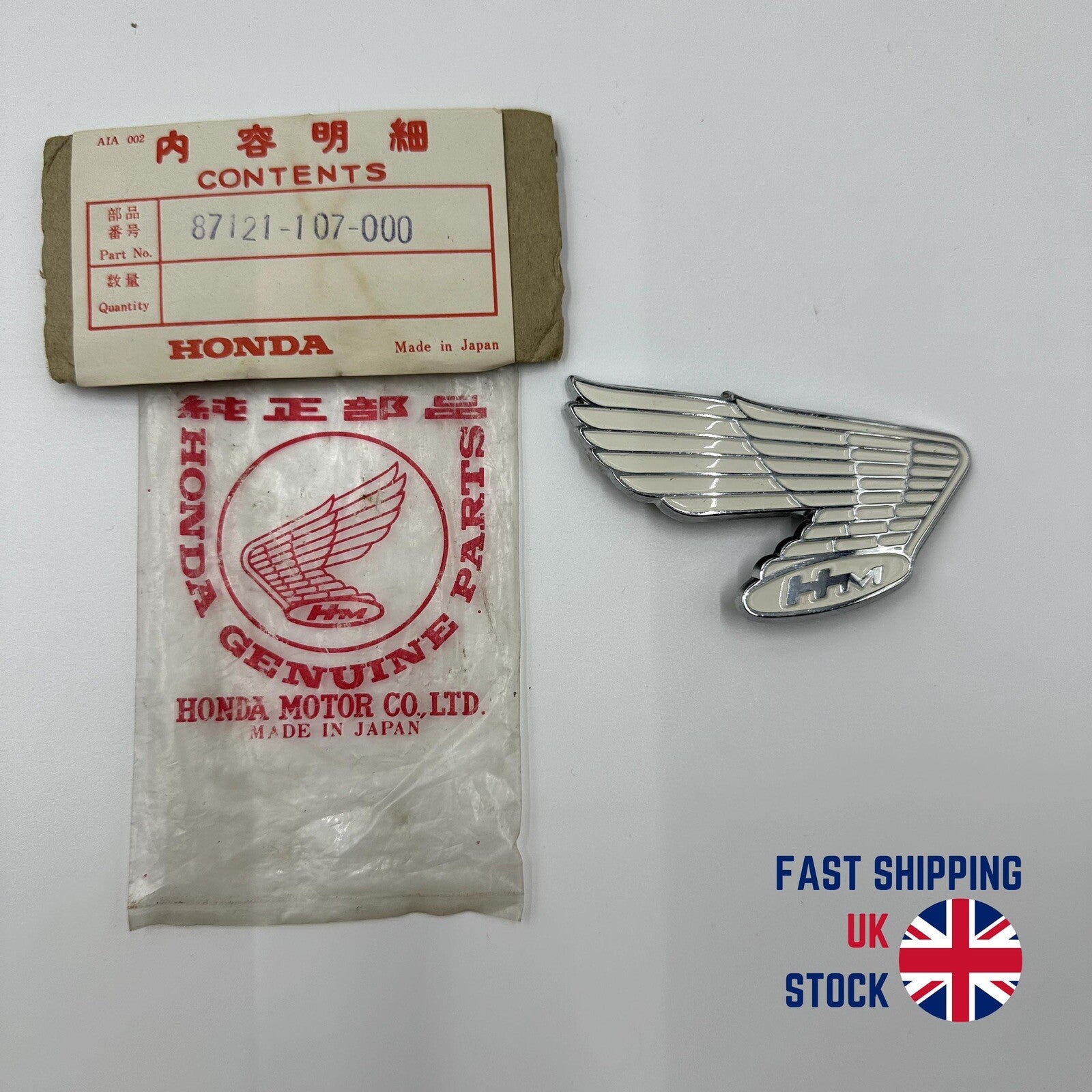 Genuine NOS Honda Right-Hand Tank Badge fits CB100 K0 K1 K2 CB125S 87121-107-000