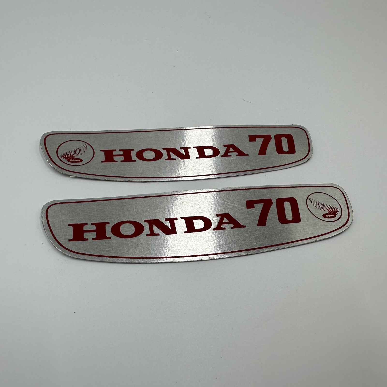 Honda CUB 70 C70 C70M Gas Fuel Tank Sticker Badge Emblem Decal Aluminium Pair